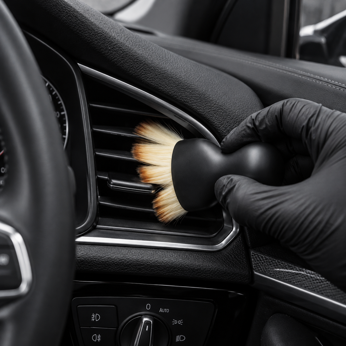 Car interior cleaning brush