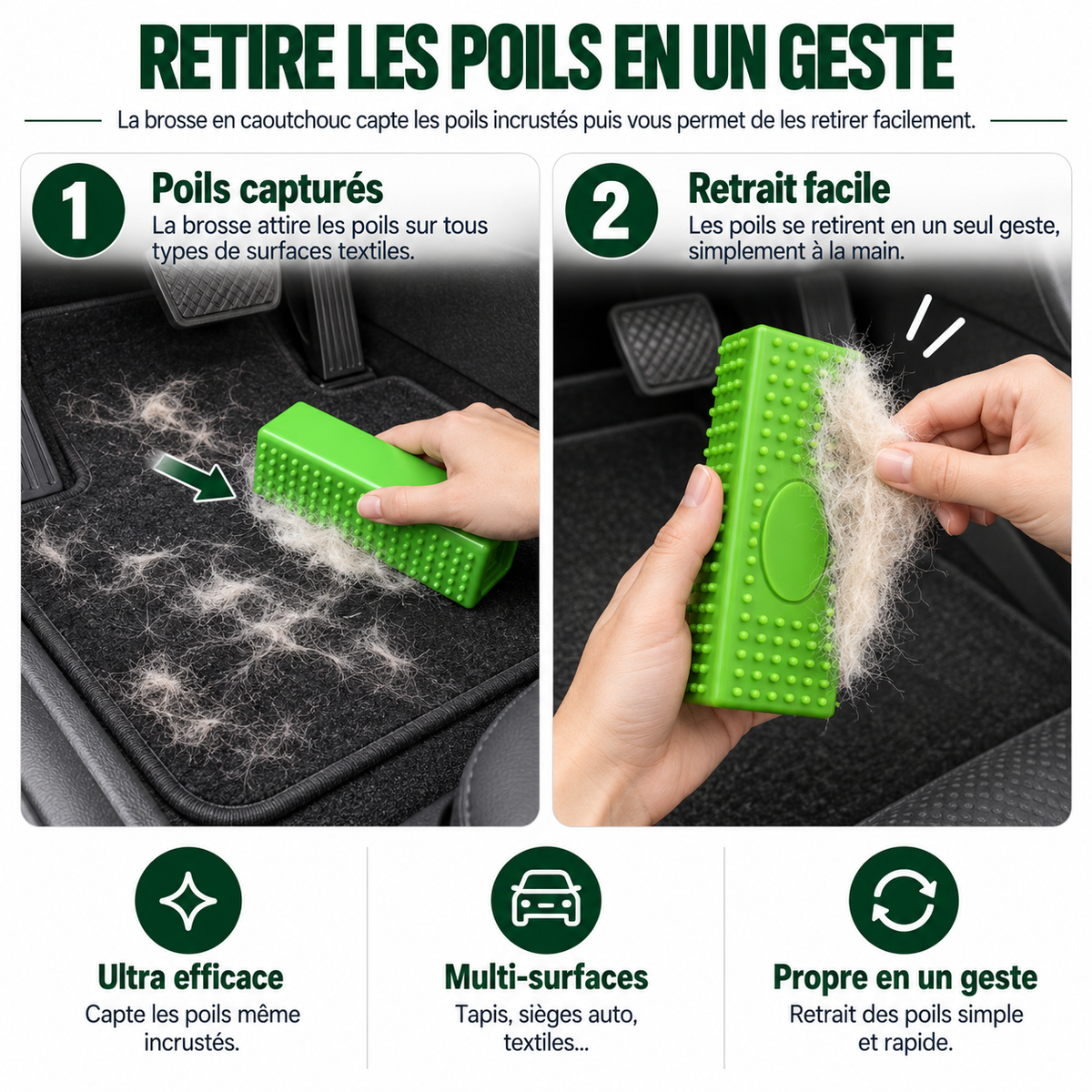 Brosse en caoutchouc poils animaux